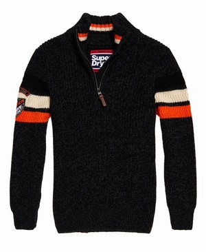 Superdry Ski Dog Henley Férfi Ugró Fekete | KAFSJ6537